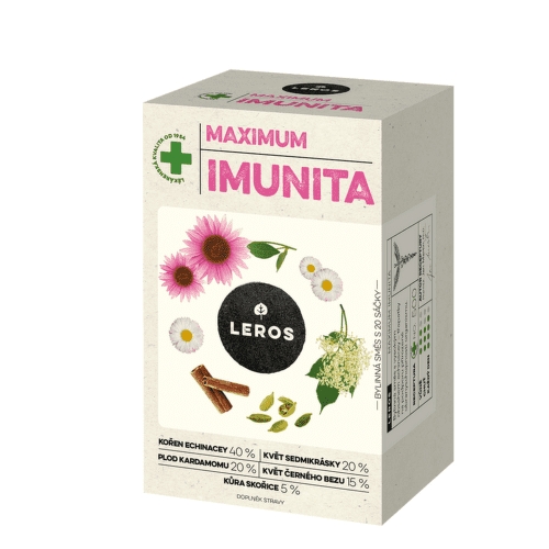 LEROS Imunita max echinacea & sedmokráska bylinný čaj nálevové vrecúška 20 x1,5 g