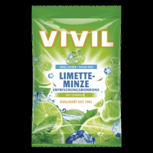 VIVIL Drops s príchuťou limetka a pepermint s vitamínom C 60 g