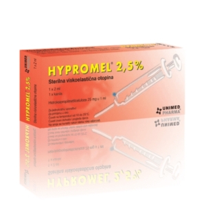 HYPROMEL 2,5% roztok viskoelastický očný sterilný injekčná striekačka 2 ml